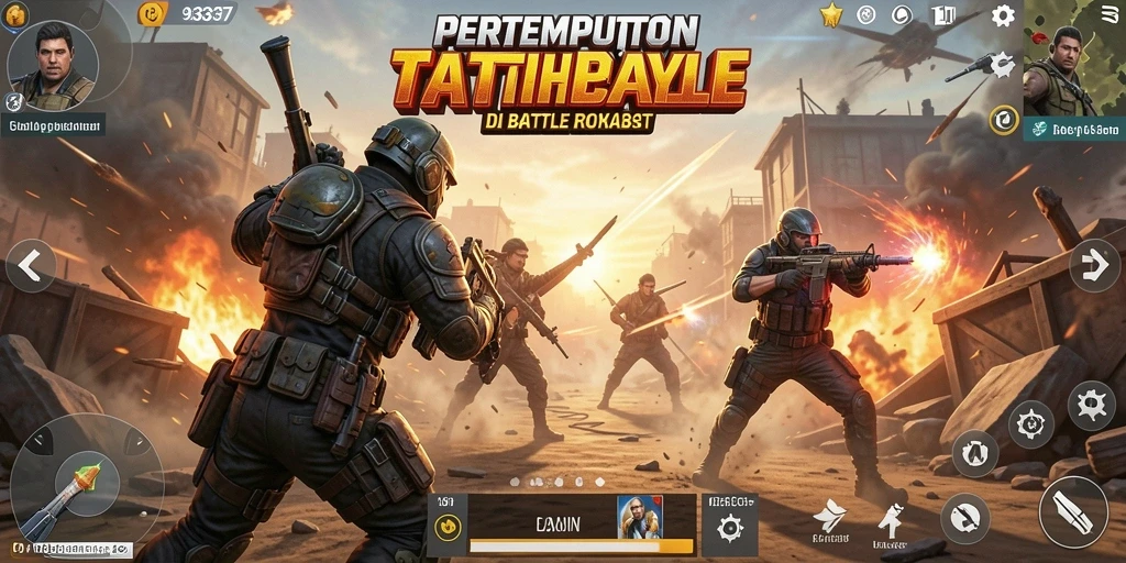 Tampilan gameplay menegangkan di 93337 dengan aksi Battle Royale yang menarik.