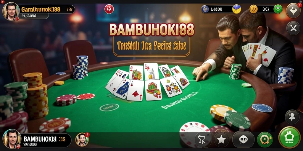 Tampilan gameplay BAMBUHOKI88 yang menarik dengan suasana Poker yang seru.