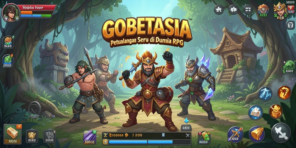 Tampilan gameplay GOBETASIA yang memukau saat pertarungan RPG.