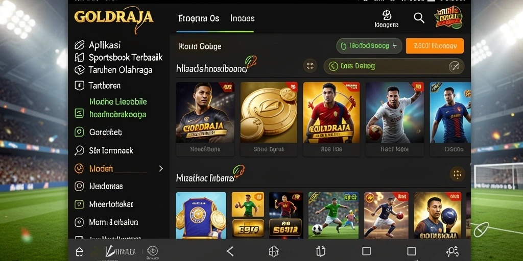 Tampilan gameplay GOLDRAJA yang menampilkan berbagai olahraga untuk taruhan.