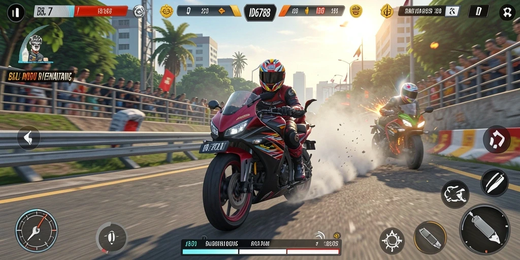 Tampilan menarik dari gameplay balapan motor di ID6788.