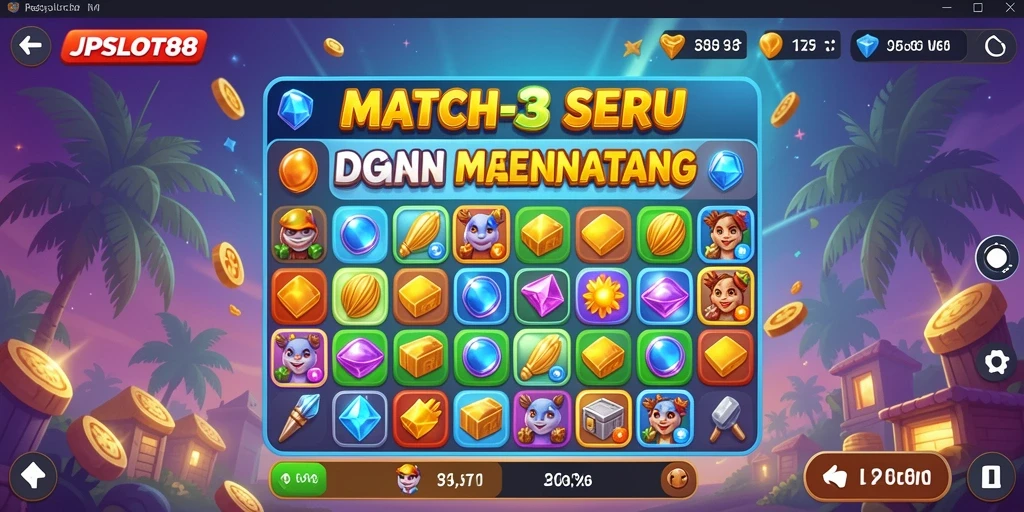 Tampilan gameplay menarik dalam JPSLOT88 dengan tantangan Match-3.