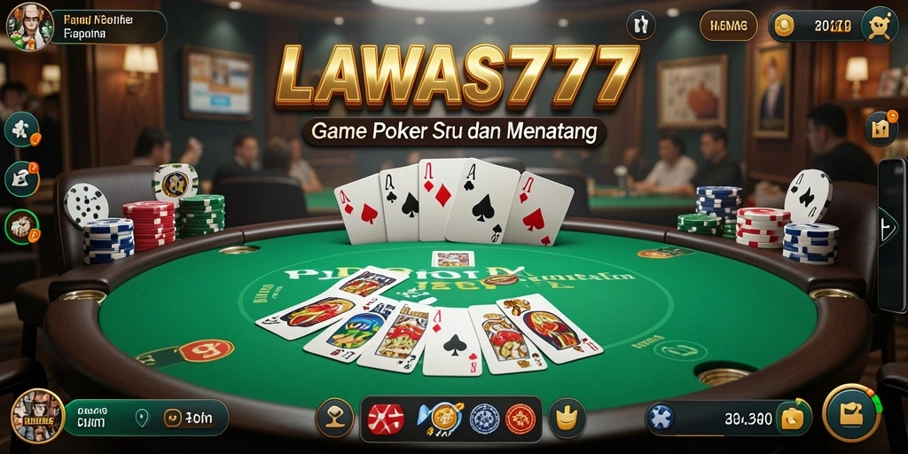 Screenshot gameplay LAWAS777 menampilkan aksi poker yang mendebarkan.