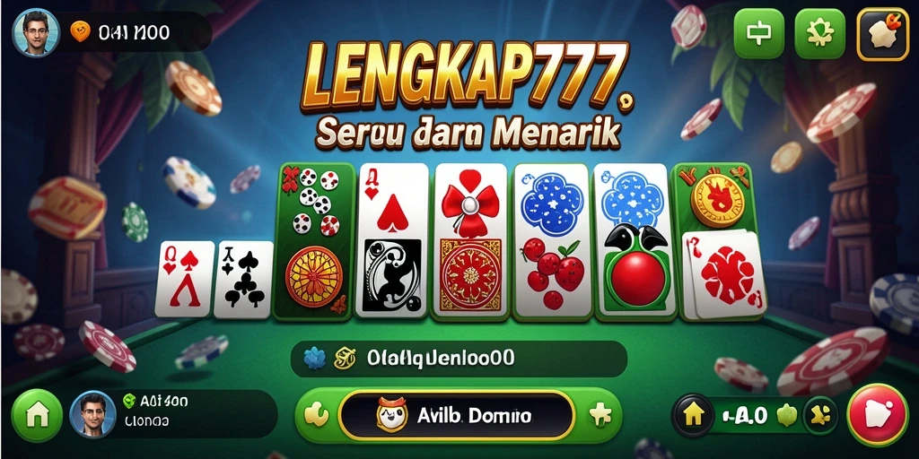 Tampilan gameplay seru di LENGKAP777 saat bermain Domino.