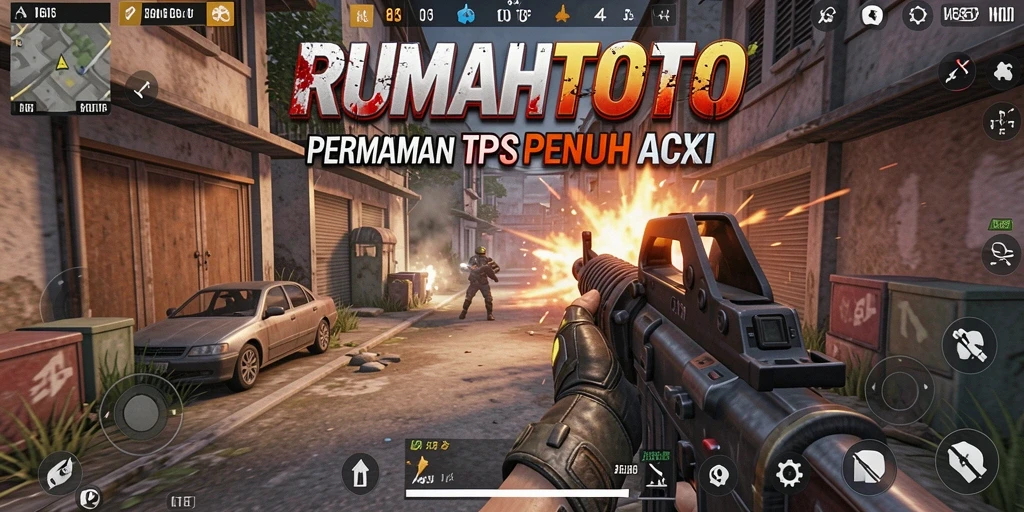 Gameplay seru dalam RUMAHTOTO dengan aksi TPS yang mendebarkan.