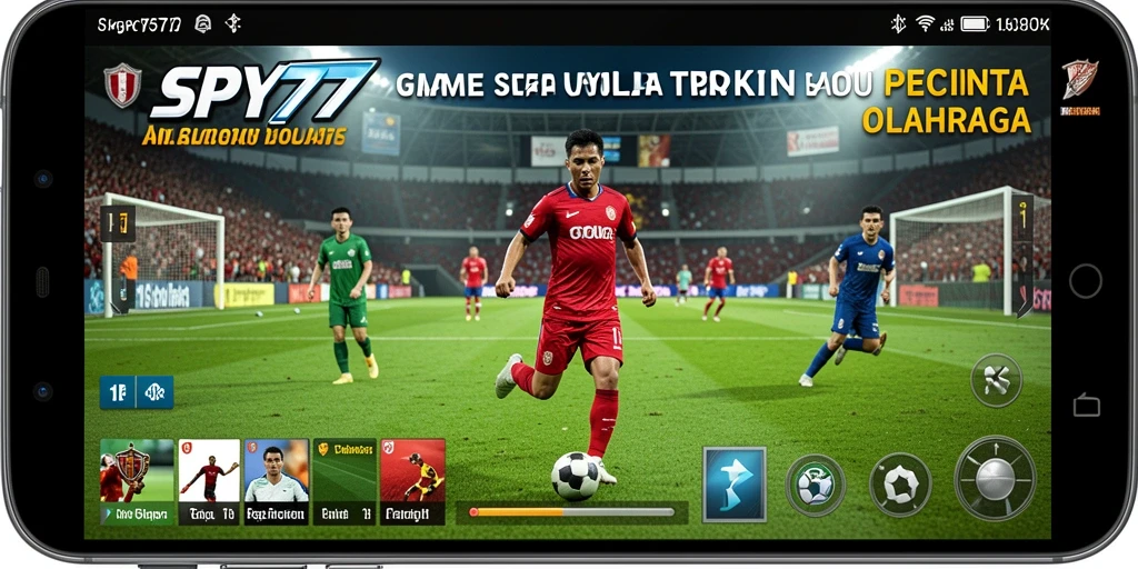 Tampilan gameplay SPY77 menampilkan aksi seru di lapangan sepak bola.