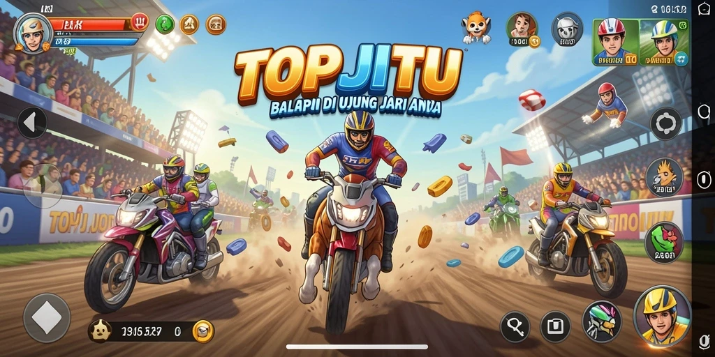 Screenshot gameplay TOPJITU yang menampilkan akselerasi mobil balap.